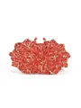 Pochette de soirée luxe en forme de rose rouge entièrement ornée de strass brillants - Rose-Rouge