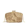 Pochette de soirée élégante en strass champagne doré avec chaîne en cristal étincelante - Deux fleurs - doré