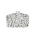 Pochette de soirée de luxe en strass argentés avec des motifs floraux en cristal - Deux fleurs - argenté
