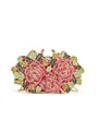 Sac de soirée luxueux en forme de rose fait main avec strass roses brillants - Rose - rouge rosé et feuilles vertes