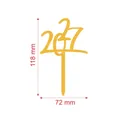 Goldener 2027 Acryl Kuchendeko für Neujahrspartys, Maße 118 mm x 72 mm - Einfacher Stil 2027 / Breite ca. 8CM