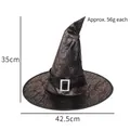 Vintage wrinkled Halloween witch hat with decorative buckle, 42.5x35cm party costume - One Size / Cracked Texture Faux Leather Hat with Buckle