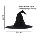 Black wrinkled witch hat for Halloween party cosplay, 38cm width and 37cm height. - One Size / Dense Velvet Lolita Style Hat