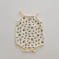 Baby floral strap romper sleeveless bodysuit cute infant summer clothes for daily wear - 66cm / Leaf