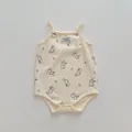 Cute summer baby girl boy cotton strap romper cute rabbit print infant bodysuit sleeveless item - 66cm / Rabbit