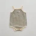 Infant baby girl boy summer checkered strap romper sleeveless bodysuit cute baby clothing - 66cm / Plaid
