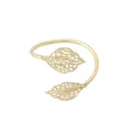 Gold hollow leaf napkin ring, elegant metal table decor for holiday parties and wedding dinners. - Gold Hollow Double Leaf Style (Z1051-2)