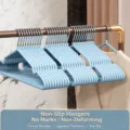 Blue non-slip clothes hangers heavy duty seamless metal coat hangers for wardrobe storage - Cloud Blue