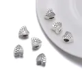 Perles coeur en alliage argenté grand trou bijoux DIY bracelet artisanal accessoires breloques - Perle Grand Trou Cœur Texturé (T6931) / 10 Pièces/Paquet / Argent antique