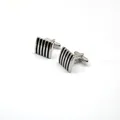 Silver black striped metal cufflinks for men stylish shirt suit cuff links accessories - Style 3