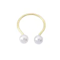 Minimalist gold tone open wire ring featuring dual pearl ends elegant jewelry accessory - Gold Open Double Pearl Style (Z1050-1)
