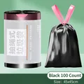 Premium black drawstring garbage bags, 100 count pack, 45x45cm size for kitchen - Drawstring / 100 Pcs (45x45cm) / Black