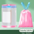 100-pack pink drawstring garbage bags, size 45x45cm, durable leakproof waste liners - Drawstring / 100 Pcs (45x45cm) / Colorful
