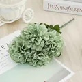 Artificial Green Chrysanthemum Silk Flower Bouquet for Modern Home Wedding Decoration - Green