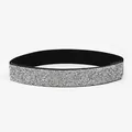Black elastic waist belt featuring sparkling rhinestones, perfect for dresses and shirts. - Pave Silver Rhinestone