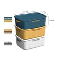 Juego de tres cajas de almacenamiento apilables con tapas en varios colores - Estilo mediano alto (sin tapa) engrosado con asa (4110) / 35.7x25x14.9cm / Marfil