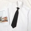 Classic black necktie paired with crisp white shirt for Japanese school uniform style. - Short Zipper Style / 8*35cm / Matte Black