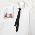 Black necktie variant for men, stylish solid color design matching formal business dress shirts. - Handmade Style / 3*145cm / Matte Black