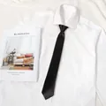 Classic black necktie paired with white shirt, Japanese school style clothing accessory. - Short Zipper Style / 5*38cm / Glossy Black