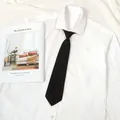 Black tie and white shirt set, Japanese JK college style fashion accessory for students. - Elastic Buckle Style / 7*32cm / Matte Black