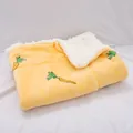 Cozy yellow winter cat mat featuring white fleece lining and cute carrot embroidery. - S / Yellow Carrot on White Background