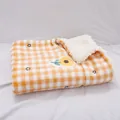 Yellow gingham pet sleeping mat with cute sunflower embroidery and soft plush lining variant. - S / Orange Sunflower on White Background