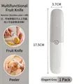 2-in-1 multifunctional stainless steel fruit knife and peeler tool in elegant grey finish - 2-in-1 Peeler Fruit Knife / Grayish White
