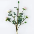 Ramo di peonia artificiale bianca, bouquet con 9 teste di fiori finti per decorazione casa. - Bianco