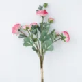 Bouquet di ranuncoli rosa artificiali in seta 3 rami 9 teste decorazione per casa - Rosa