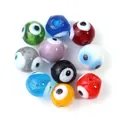 Colorful glass evil eye beads flat round spacer beads for DIY bracelets and chains. - 10 Pieces Pack / Mixed Color Round Beads (10mm)