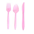 Lot de couverts jetables en plastique rose avec fourchette, cuillère et couteau de fête. - Couteaux Roses / Lot de 16