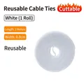 Rotolo bianco da 3m x 0,8cm di fascette in velcro riutilizzabili per organizzare cavi - Largo 0,8 cm * Lungo 3 m / Bianco