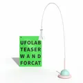 Katzen-Spielangel mit Saugnapf-Basis und Federdraht, rosa-blaue Variante für verspielte Katzen. - UFO-Katzenangel - Zitronengelb