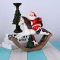 Weihnachtsmann Schaukelpferd Deko Figur Harz Handwerk Weihnachtsgeschenk Tischdekoration - Schaukelpferd Reiten (RRW101-G)