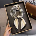 Black and white striped mulberry silk scarf 70cm professional neck square scarf wrap. - Black & White Stripes