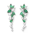 Lange oorbellen met groene en heldere zirkonia stenen in zilverkleurig bloemige watervaldesign - Groene Strass Geplatineerde Kwastje Stijl (EP5508)