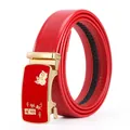 Roter Ledergürtel für Herren goldene Automatikschnalle Hasenjahr Geschenk Freizeithose - Stil 3 / 120cm
