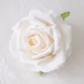 Artificial white rose flower head 10cm faux floral for wedding party DIY decor gift box. - Off White