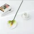 Fleur d'anthurium artificielle simulation plante en plastique fausse tige unique déco - D211A Blanc