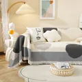 Couverture de canapé style nordique gaufré avec cercles abstraits gris et noirs - 130x180cm (Fauteuil) / Sommeil Paisible