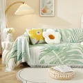 Jeté de canapé imprimé feuilles tropicales à franges - 130x180cm (Fauteuil) / Imprimé Plante Feuille Verte