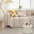 Housse de canapé style bohème nordique avec motifs géométriques et bordures à pompons - 130x180cm (Fauteuil) / Bohème Moderne