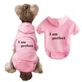 Pink fleece dog hoodie pet clothes detail view featuring cute letter print design for small dogs. - XXS / Pink