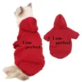 Red fleece pet hoodie for cats and small dogs with letter print, warm two-legged dog sweatshirt - XXS / Burgundy