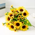 Bouquet de tournesols artificiels fleurs en soie pour vase salon décoration jaune variant - 13 Tournesol