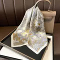 Luxurious silk square scarf with elegant botanical jungle print, perfect for women's fashion. - South American Jungle