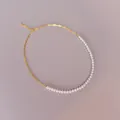 Elegante Halskette mit echten Süßwasserperlen und goldener Gliederkette für Damen - Süßwasserperle Stil 1