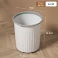Papelera grande de plástico blanco perla con rayas verticales y medidas de dimensiones - Blanco Grande