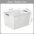 Cesta de almacenamiento de plástico blanco tamaño mediano 30.5x21.5x17.5cm para hogar - Mediano Profundo