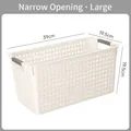 Cesta de almacenamiento grande de plástico blanco perforado, 39x19,5x19,5 cm - Blanco Crema Estrecho Grande